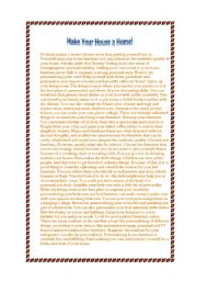 English Worksheet: All About Furniture Reading Comprehension