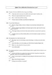 English Worksheet: Facebook: quiz