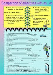 English Worksheet: Comparison with as...as, not as...as