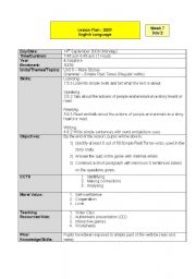 English Worksheet: lesson plan 