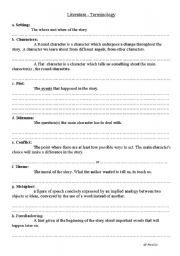 English Worksheet: Literature terminology