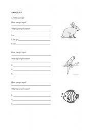 English worksheet: Animals