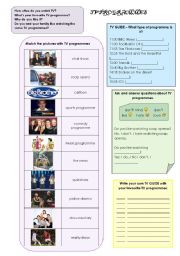 English Worksheet: TV PROGRAMMES