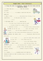 English Worksheet: SIMPLE PAST-PAST CONTINUOUS