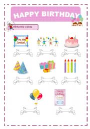 English Worksheet: Happy birthday