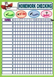 English Worksheet: Homework checking poster - 2 pages