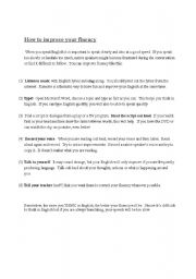 English Worksheet: How to improve fluency