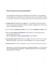 English Worksheet: How to improve pronunciation