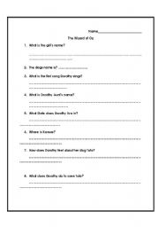 English worksheet: Wizard of Oz worksheet