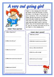 English Worksheet: A very outgoing girl
