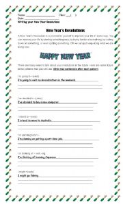 English Worksheet: new year resolution