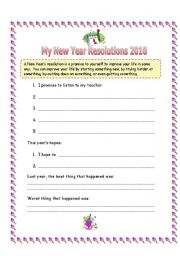 English Worksheet: New Years Resolutions