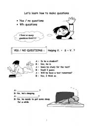 English Worksheet: Question words and yes-no questions