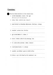 English Worksheet: Adv of frequency