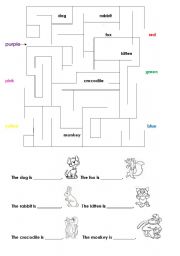 English worksheet: Colours and animals
