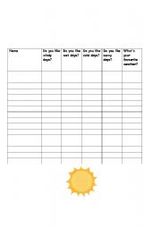 English worksheet: weather survery