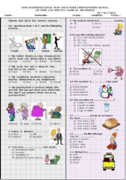 English Worksheet: 6th grade  third exam