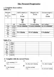 English worksheet: the present prograssive