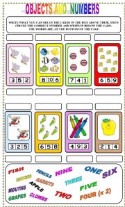 English Worksheet: OBJECTS AND NUMBERS