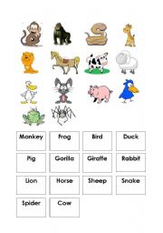 English Worksheet: Animal Flashcards