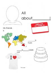 English Worksheet: All About Me