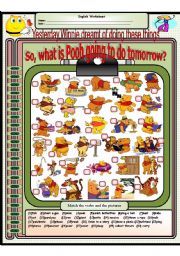 English Worksheet: What is Winnie Pooh going to do tommorrow? (Future simple)