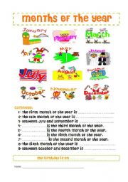 English Worksheet: Months of the Year