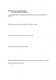 English worksheet: Get to Know You, Part 1