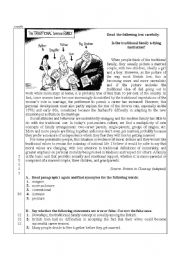English Worksheet: Test on Traditional family