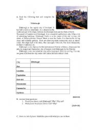 English Worksheet: Test on Edinburgh