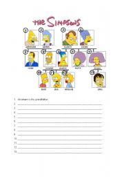 English Worksheet: The Simpsons family