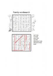 English Worksheet: The family wordsearch