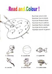 English Worksheet: Read and Colour  activity 