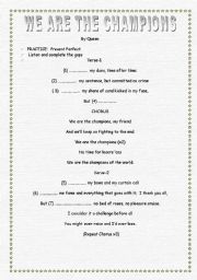 English worksheet: Song We are the champions by Queen