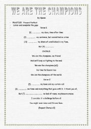 English Worksheet: Song We are the champions by Queen