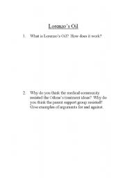 English Worksheet: Lorenzos Oil