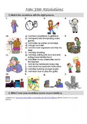 English Worksheet: New Year Resolutions