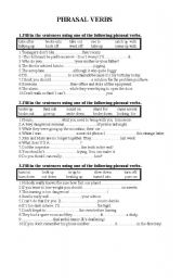 English Worksheet: Phrasal verbs