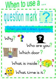 English Worksheet: When to use a questions mark.  Fully Editable Poster