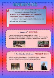 English Worksheet: CELEBRATIONS IN THE USA