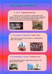 English Worksheet: CELEBRATIONS IN THE USA