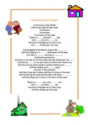 English worksheet: Little Boxes by Pete Seeger (colors and jobs)