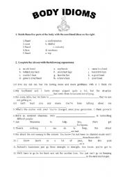 English Worksheet: Body idioms