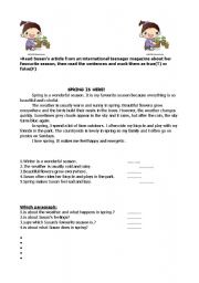 English Worksheet: reading comprehension