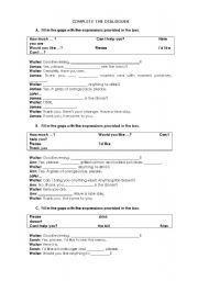 English Worksheet: Dialogues At a Restaurant