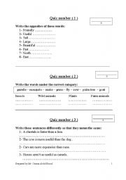 English worksheet: Quiz 