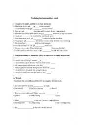 English worksheet: Training for intermediate level