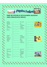 English Worksheet: Negative Prefixes