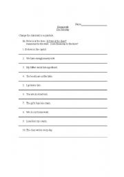 English Worksheet: Yes no Questions