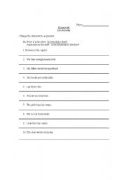 English worksheet: Yes no Questions